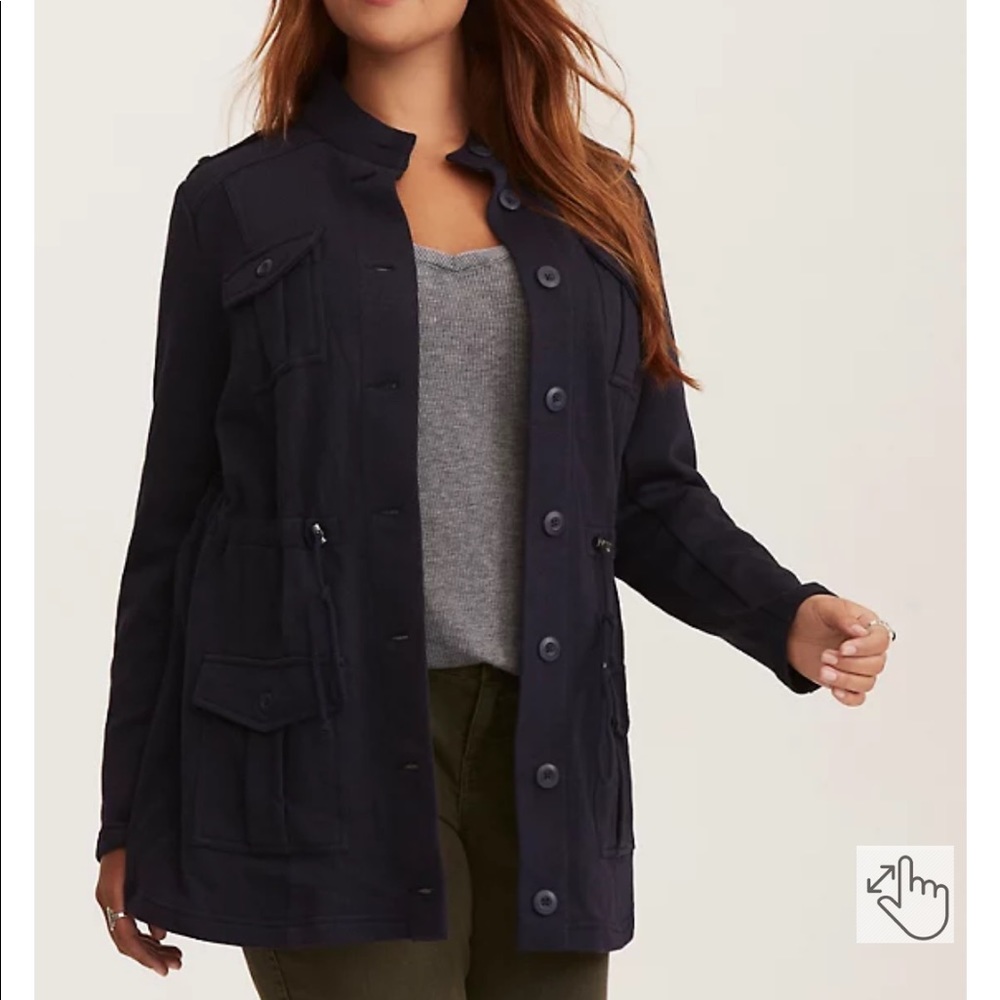 TORRID FRENCH TERRY KNIT MILITARY JACKET, NAVY, Size 4X, NWT